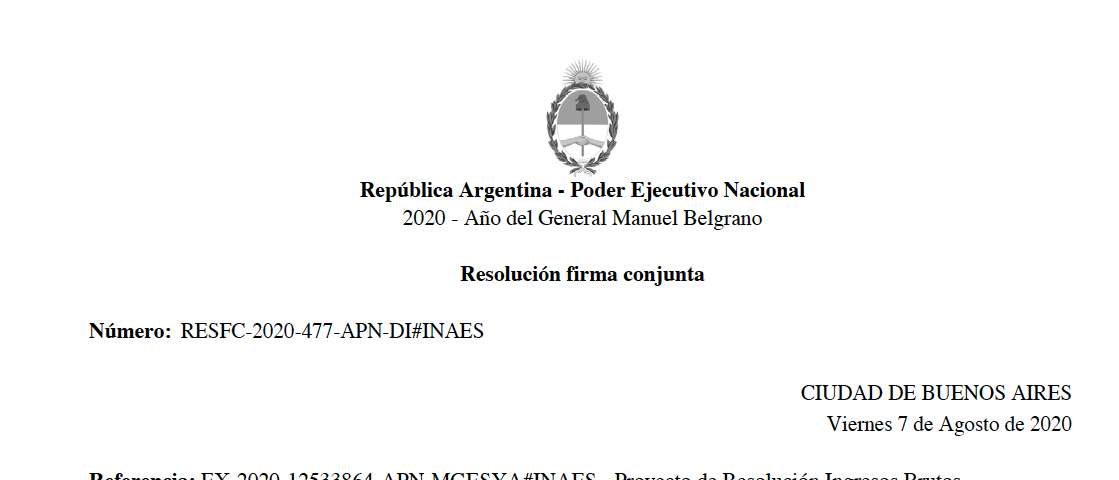Histórico: INAES reafirma la naturaleza jurídica del sector y pide que se reconozca la exención en el tributo a los Ingresos Brutos en todas las jurisdicciones